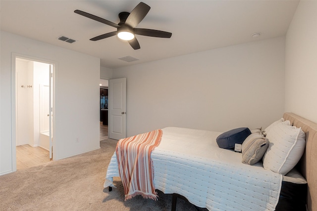 723 Cochran Dr, Princeton, TX 75407 - bedroom featuring light colored carpet, a ceiling fan, ensuite bathroom, and baseboards