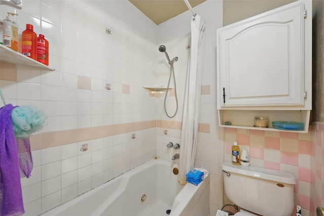 407 Mckinley St, Cedar Hill, TX 75104 - full bath with a combined bath / shower with jetted tub, tile walls, and toilet