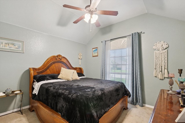 568 Willowview Dr, Saginaw, TX 76179 - bedroom featuring lofted ceiling, light colored carpet, baseboards, and a ceiling fan