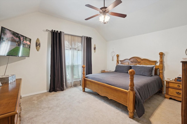 568 Willowview Dr, Saginaw, TX 76179 - bedroom featuring lofted ceiling, light carpet, ceiling fan, and baseboards