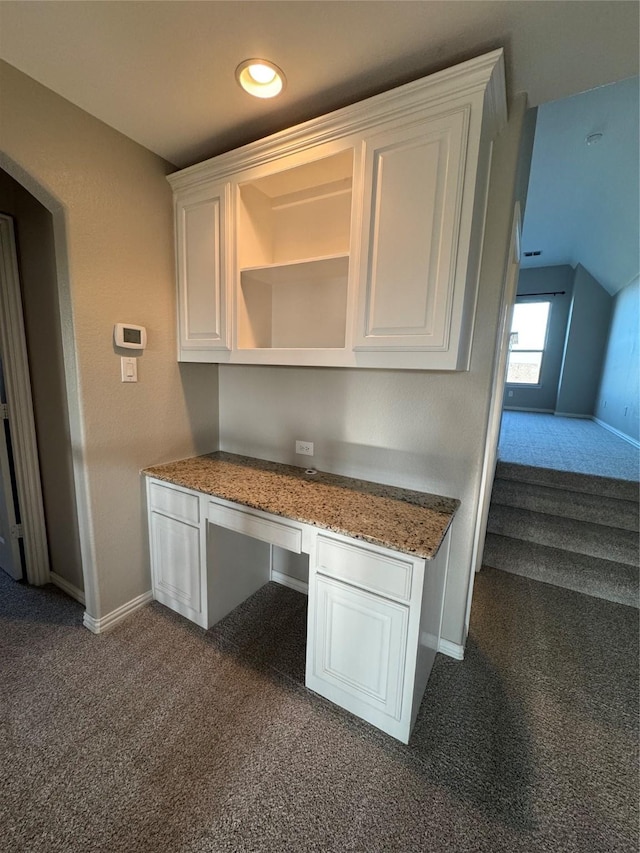 2802 Castlereach St, Trophy Club, TX 76262 - unfurnished office featuring dark carpet, built in desk, baseboards, and recessed lighting