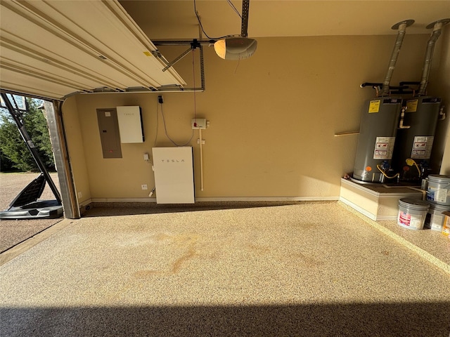 2802 Castlereach St, Trophy Club, TX 76262 - garage featuring gas water heater, electric panel, and baseboards
