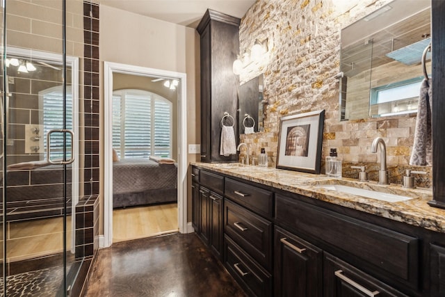 5213 Evening Sun Dr, Frisco, TX 75034 - full bath with plenty of natural light, a shower stall, double vanity, and ensuite bathroom