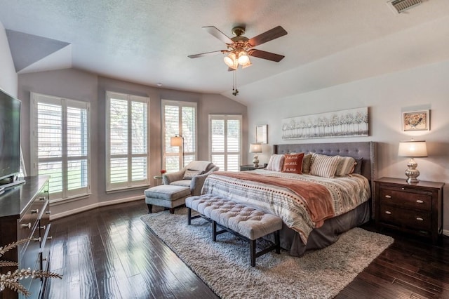 3103 Whispering Pine Blvd, Melissa, TX 75454 - bedroom with lofted ceiling, dark wood finished floors, baseboards, and ceiling fan