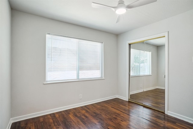 4809 Ira St, Haltom City, TX 76117 - unfurnished room with dark wood-style flooring, baseboards, and ceiling fan