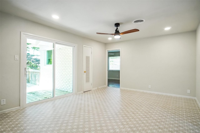 4809 Ira St, Haltom City, TX 76117 - spare room featuring ceiling fan, baseboards, and recessed lighting