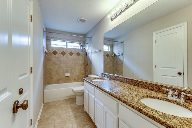 225 Tipperary Dr, Keller, TX 76248 - bathroom with toilet, shower / bath combination, double vanity, and tile patterned flooring