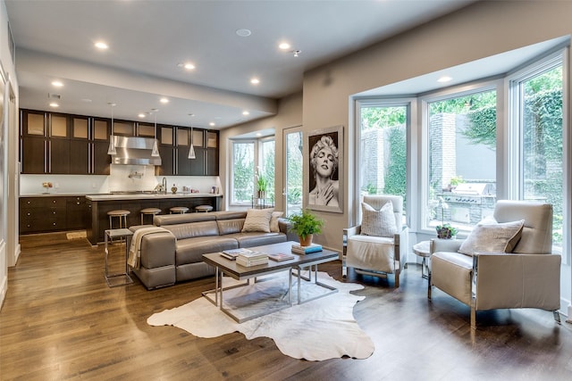 4678 Christopher Pl, Dallas, TX 75204 - living area with dark wood-type flooring and recessed lighting