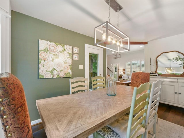 1951 Ravenwood Dr, Keller, TX 76262 - dining area with dark wood finished floors and a chandelier