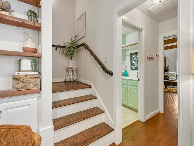 1951 Ravenwood Dr, Keller, TX 76262 - stairs featuring wood-type flooring