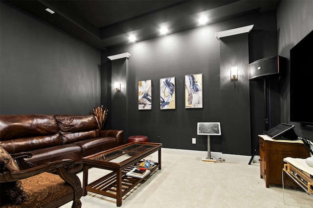 16098 Garganey Ct, Frisco, TX 75035 - home theater room featuring light colored carpet and recessed lighting