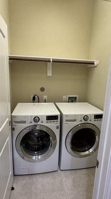 8602 Venezia Terrace Ct, Cypress, TX 77433 - washroom featuring washing machine and dryer and light tile patterned floors