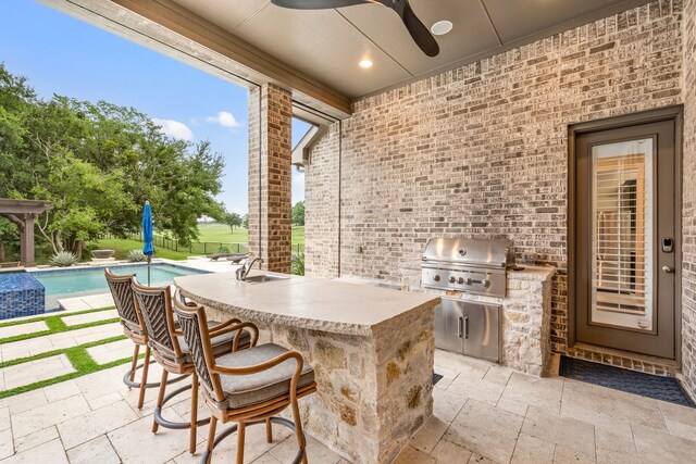2100 Veranda Ave, Trophy Club, TX 76262 - view of patio featuring an outdoor pool and ceiling fan