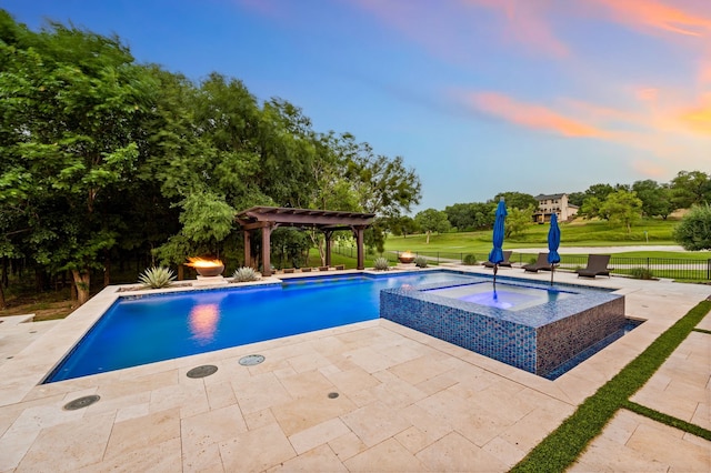 2100 Veranda Ave, Trophy Club, TX 76262 - outdoor pool with an in-ground hot tub, a pergola, and a patio