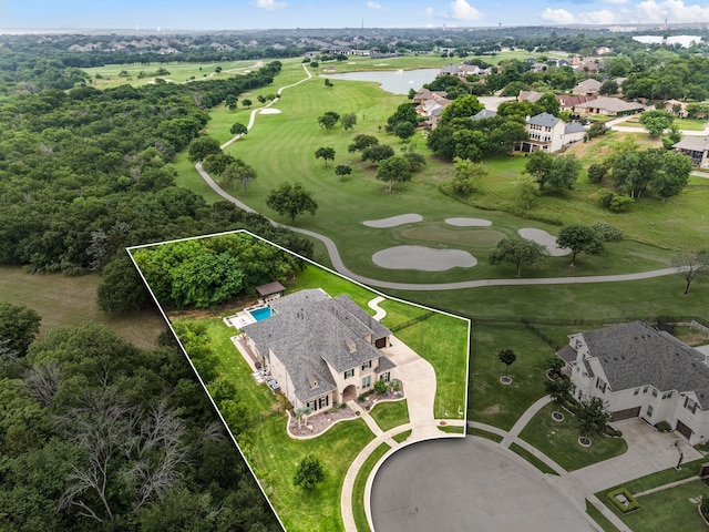 2100 Veranda Ave, Trophy Club, TX 76262 - aerial overview of property's location featuring property boundaries highlighted, a large body of water, and a golf course