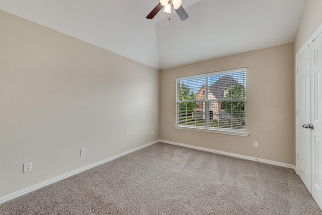 1090 Potter Ave, Rockwall, TX 75087 - carpeted spare room with lofted ceiling, ceiling fan, and baseboards