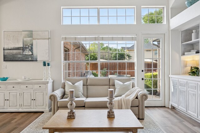 2628 Caddo Ct, Frisco, TX 75033 - living area with wood finished floors and a towering ceiling