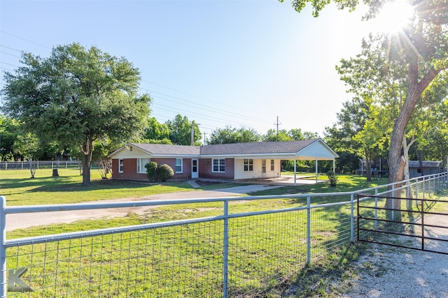 821 Cherry Ln, Clyde, TX 79510 - ranch-style house with a carport and a porch