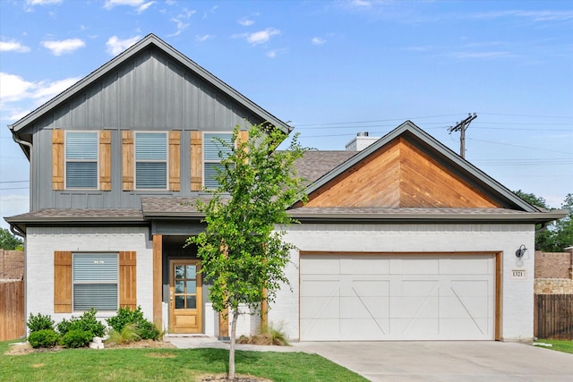 1321 Thistle Hill Trl, Weatherford, TX 76087 - view of front of property with board and batten siding, concrete driveway, an attached garage, and a shingled roof