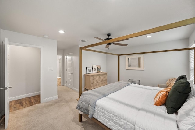 1321 Thistle Hill Trl, Weatherford, TX 76087 - bedroom with carpet, recessed lighting, baseboards, and ceiling fan