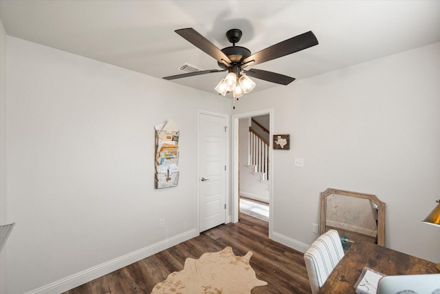 1321 Thistle Hill Trl, Weatherford, TX 76087 - office space featuring wood finished floors, baseboards, and a ceiling fan