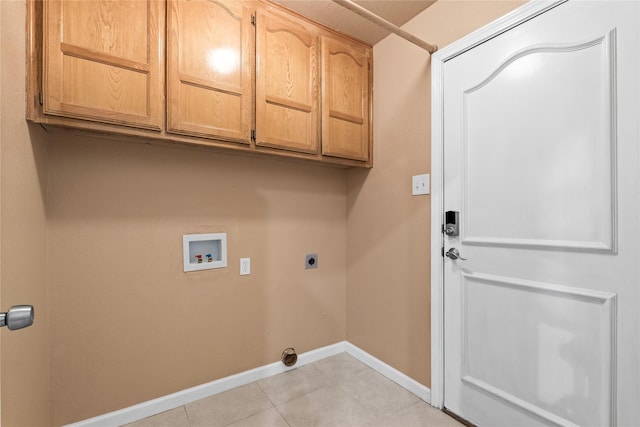 10328 Lone Pine Ln, Fort Worth, TX 76108 - washroom with cabinet space, washer hookup, baseboards, hookup for an electric dryer, and light tile patterned flooring