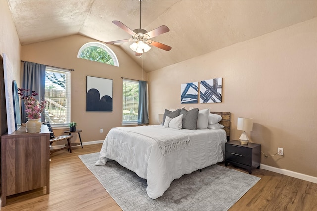 10328 Lone Pine Ln, Fort Worth, TX 76108 - bedroom featuring vaulted ceiling, light wood-type flooring, baseboards, a textured ceiling, and a ceiling fan