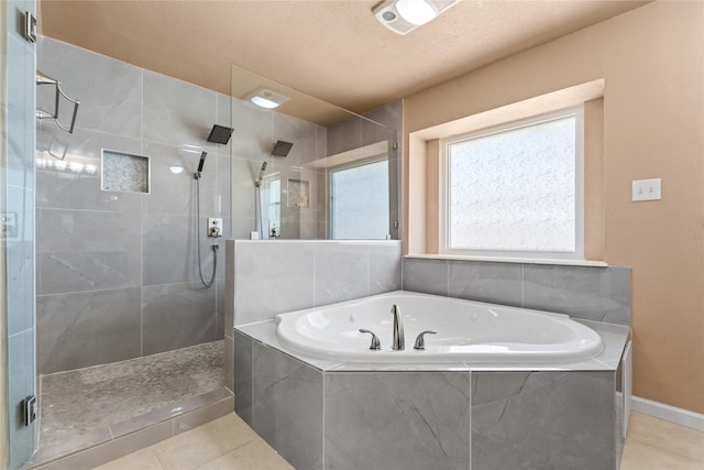 10328 Lone Pine Ln, Fort Worth, TX 76108 - full bath with a garden tub, tile patterned flooring, walk in shower, and baseboards