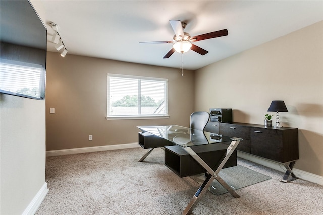 1117 Brandy Sta, Richardson, TX 75080 - office with ceiling fan, light colored carpet, and baseboards