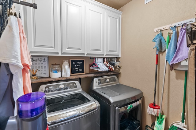 415 Stone Mountain Ct, Cresson, TX 76035 - laundry room with independent washer and dryer and cabinet space