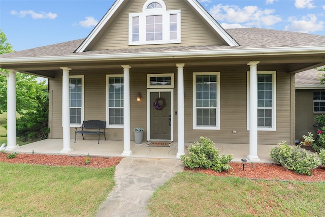415 Stone Mountain Ct, Cresson, TX 76035 - view of front of home featuring covered porch, a shingled roof, and a front lawn