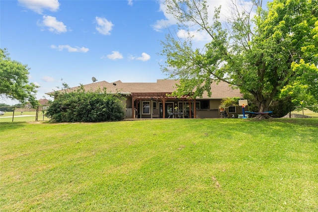 415 Stone Mountain Ct, Cresson, TX 76035 - back of house with a lawn and a pergola