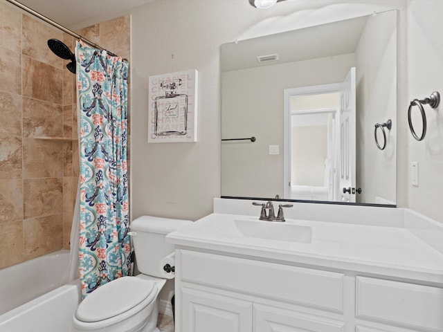 897 Clear Water Dr, Allen, TX 75013 - bathroom featuring toilet, shower / tub combo with curtain, and vanity