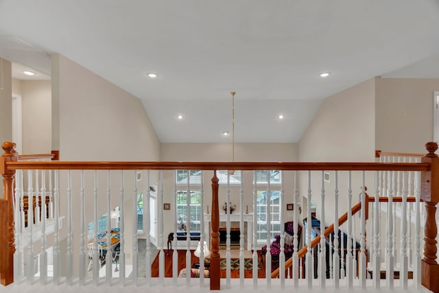 3916 Navajo Ln, Bedford, TX 76021 - corridor with lofted ceiling and recessed lighting
