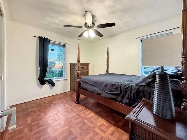 2725 Rustown Dr, Mesquite, TX 75150 - bedroom with a ceiling fan, crown molding, and baseboards