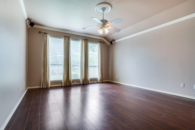 6506 Parkside Dr, Arlington, TX 76001 - spare room with ceiling fan, ornamental molding, and dark wood finished floors