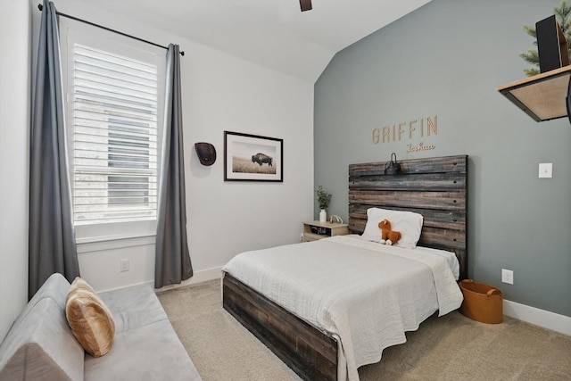 1809 Lithgow Rd, Celina, TX 75009 - bedroom with light colored carpet, lofted ceiling, baseboards, and a ceiling fan