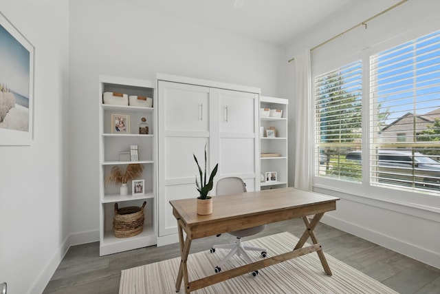 1809 Lithgow Rd, Celina, TX 75009 - home office with healthy amount of natural light, baseboards, and wood finished floors