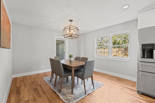 1705 Provincetown Ln, Richardson, TX 75080 - dining room with a chandelier, light wood finished floors, baseboards, and recessed lighting