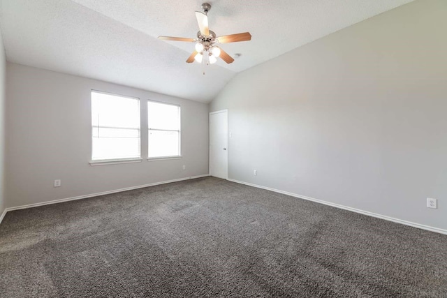 532 Chestnut Trl, Forney, TX 75126 - unfurnished room with vaulted ceiling, ceiling fan, carpet floors, and baseboards