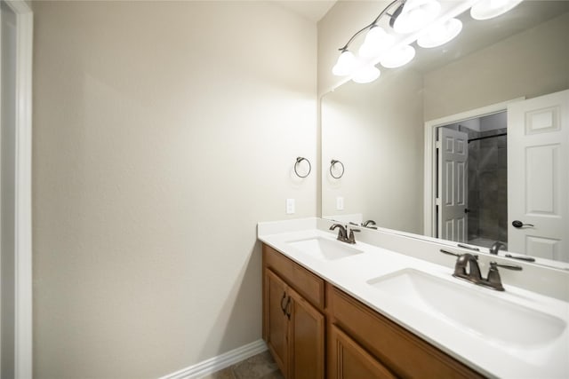 624 Ansley Way, Allen, TX 75013 - full bathroom with double vanity, baseboards, and a shower