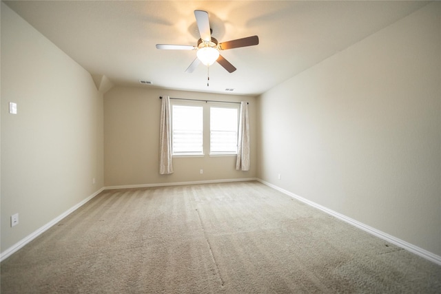 624 Ansley Way, Allen, TX 75013 - spare room featuring ceiling fan, baseboards, and light colored carpet