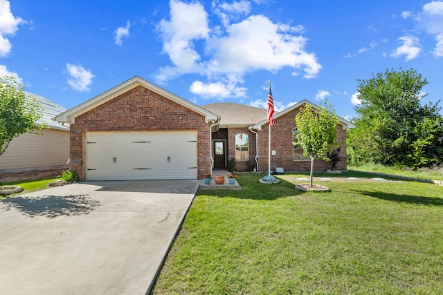 2304 Forest Hill Ln, Granbury, TX 76048 - single story home with a garage, driveway, a front lawn, and brick siding