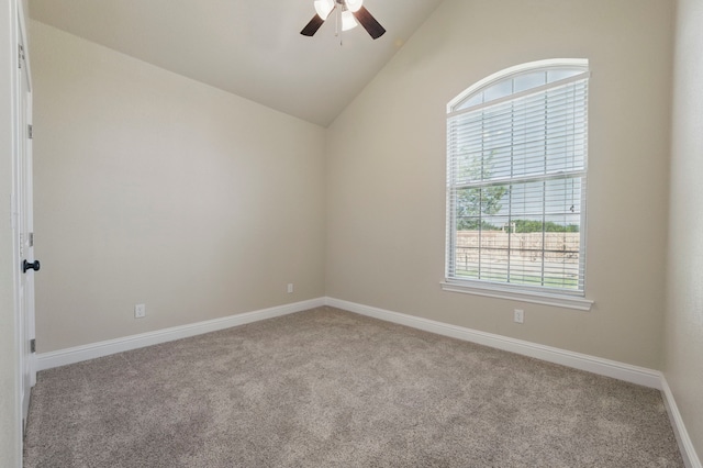 2304 Forest Hill Ln, Granbury, TX 76048 - carpeted spare room featuring ceiling fan, baseboards, and lofted ceiling