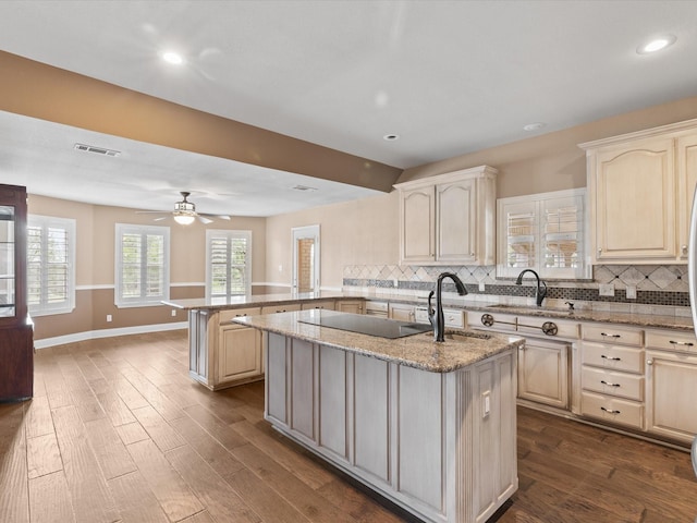 333 Forest Trl, Weatherford, TX 76085 - kitchen featuring a sink, dark wood finished floors, decorative backsplash, and recessed lighting