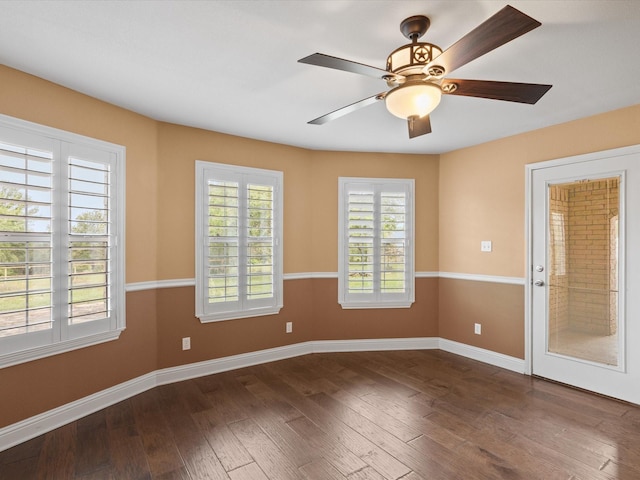 333 Forest Trl, Weatherford, TX 76085 - unfurnished room featuring dark wood finished floors, baseboards, and ceiling fan