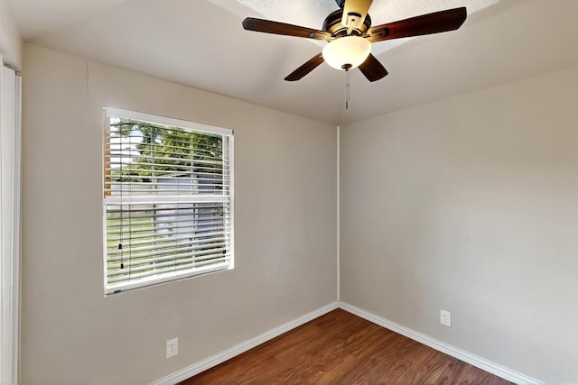 102 Mitscher Dr, Dallas, TX 75224 - empty room featuring baseboards, wood finished floors, and a ceiling fan