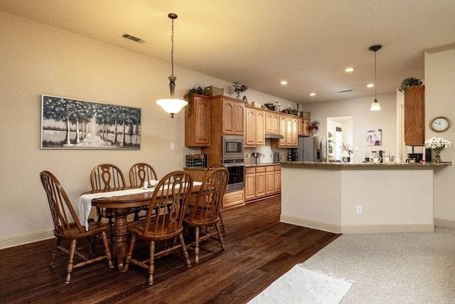 2324 Stone Creek Dr, Mckinney, TX 75072 - dining area featuring recessed lighting, baseboards, and dark wood-type flooring