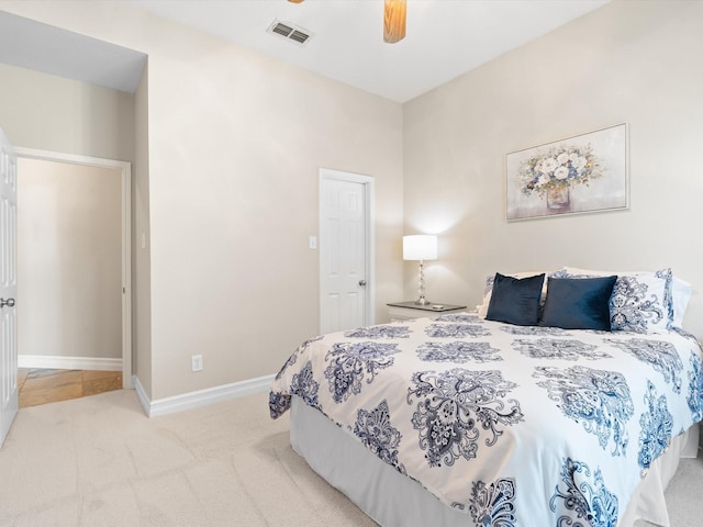 2448 Sky Harbor Dr, Plano, TX 75025 - bedroom featuring light colored carpet, baseboards, and a ceiling fan