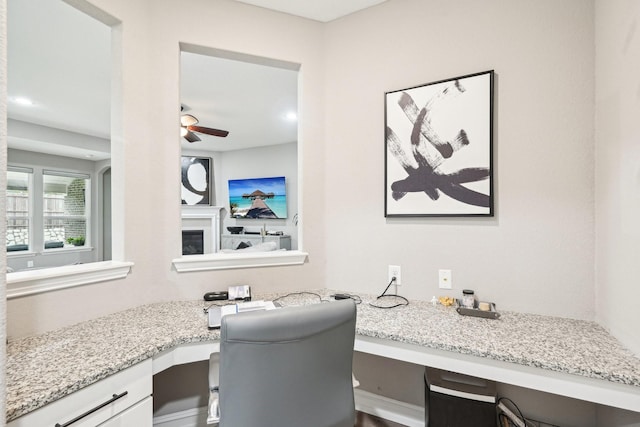 3613 Texas Dall Ct, Mckinney, TX 75071 - office area featuring built in desk and ceiling fan